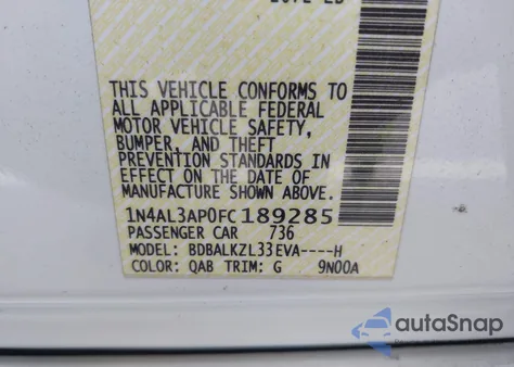 2015 Nissan Altima 2.5 Sv z USA, uszkodzony, nr VIN 1N4AL3AP0FC189285